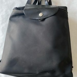 Longchamp Vintage Le Piliage Black Backpack.